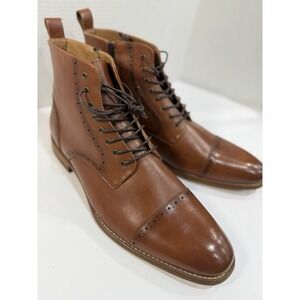 Ashford Hayes Cross Men's Cap-Toe Dress Boots Cognac Brown Size 15 M Side Zip